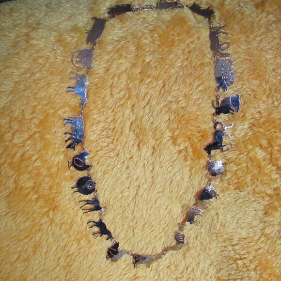 AMAZING-BARNYARD-NECKLACE-LINKS-PIG-HORSE-COW-SHEEP-GOLD-WILD BRYDE-UNIQUE! - Picture 3 of 13